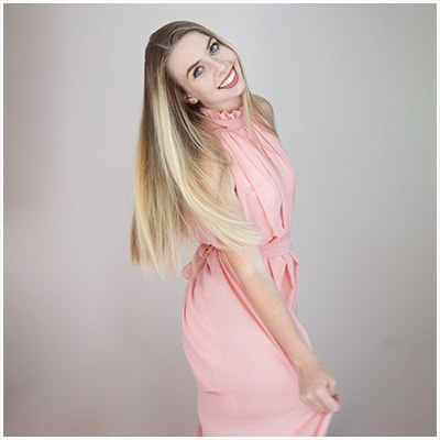 high scholl senior wearing pink dress