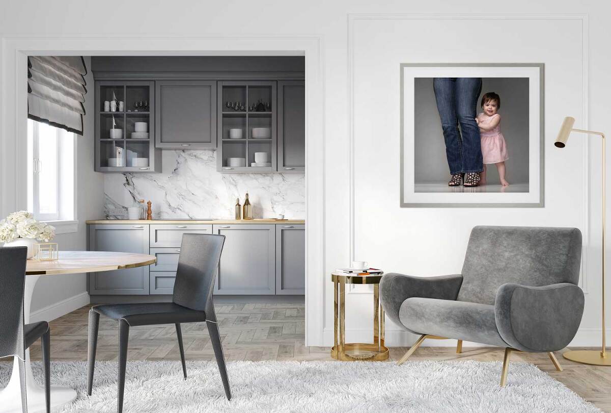 Modern wall art displayed of jenny e photography portrait